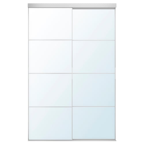 SKYTTA, a sleek white glass sliding door with aluminium frame. A modern, minimalist design.