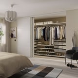 SKYTTA / BOAXEL Walk-in wardrobe with sliding doors, white/Tjörhom white, 301x115x240 cm