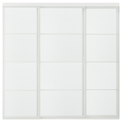 SKYTTA / LUNDBRÄSMA Sliding door combination, white/checkered glass, 251x240 cm