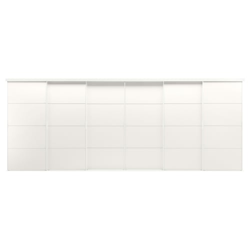 SKYTTA white modern sliding door unit, minimalist design with aluminium frame and fiberboard panels.