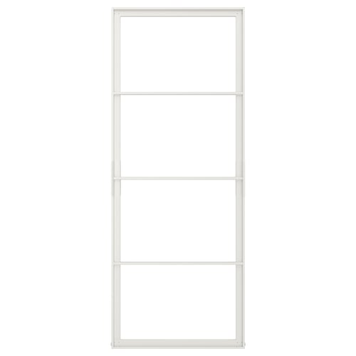 This is a SKYTTA sliding door frame in white. Its minimalist design four sections and is made of aluminium.