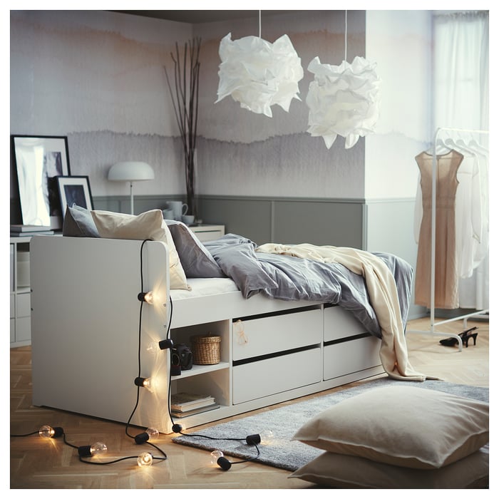 Buy SLAKT Bed Frame, White, 90x200 cm Online UAE IKEA