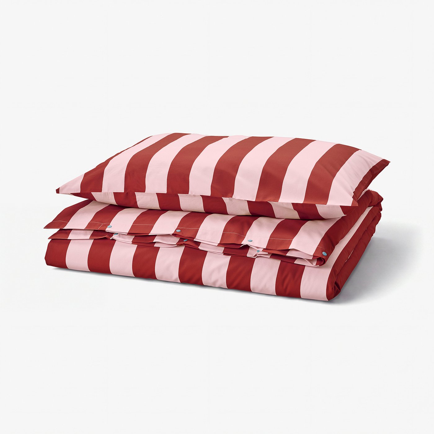 SLÅNHÖSTMAL Duvet cover and pillowcase, light pink dark red/stripe, 150x200/50x80 cm