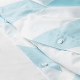SLÖJSILJA Duvet cover and 2 pillowcases, light blue/white/stripe, 240x220/50x80 cm