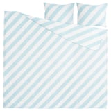SLÖJSILJA Duvet cover and 2 pillowcases, light blue/white/stripe, 240x220/50x80 cm