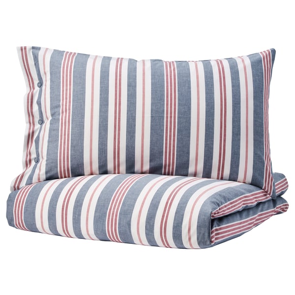 Buy Smalstakra Quilt Cover And 2 Pillowcases Blue Red Striped