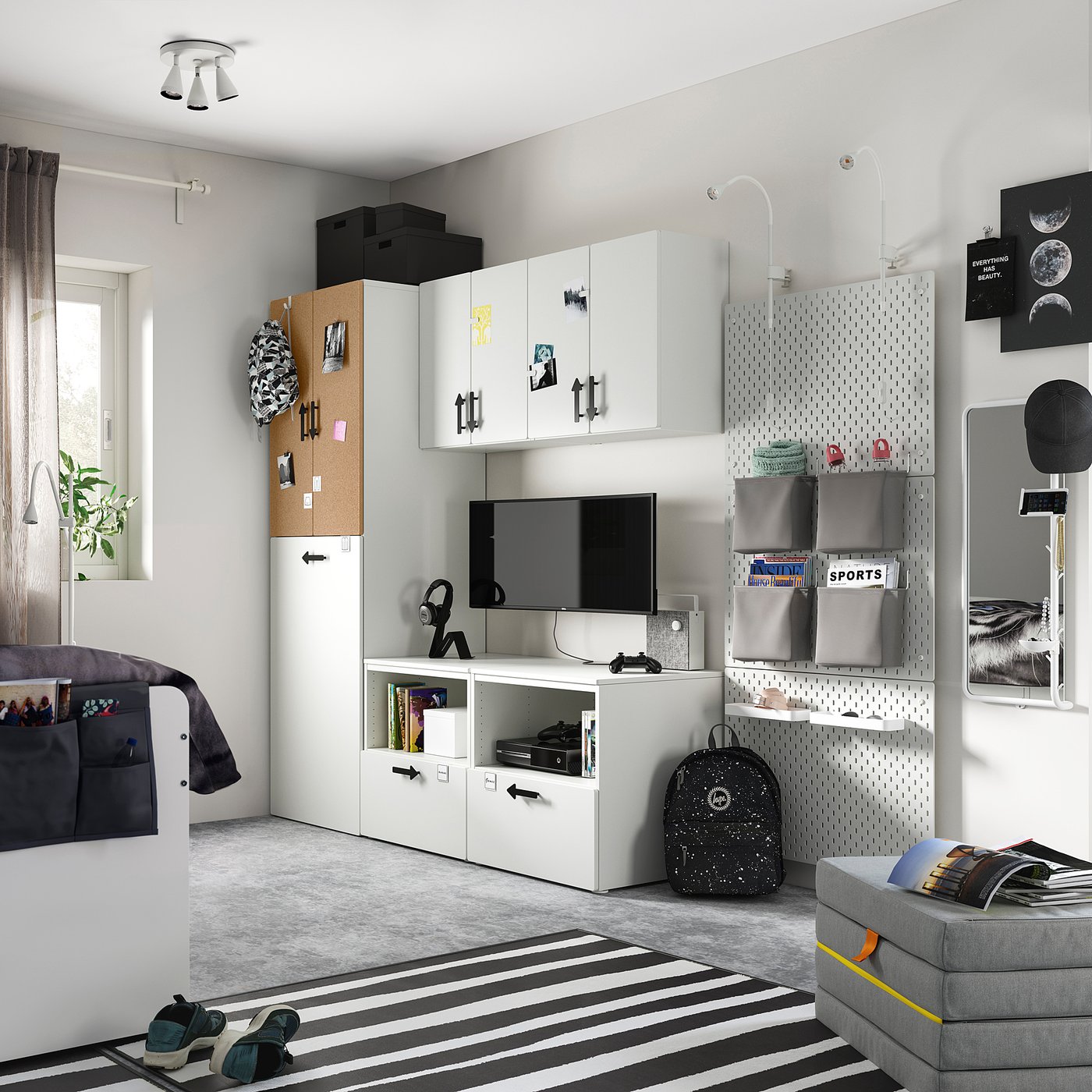 Smastad Platsa تشكيلة تخزين أبيض عازل حرارة من الفل ين مع سحب Ikea