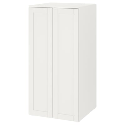 SMÅSTAD / PLATSA Wardrobe, white with frame/with 3 shelves, 60x57x123 cm