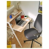 SMÖRKULL Office chair with armrests, Gräsnäs dark grey