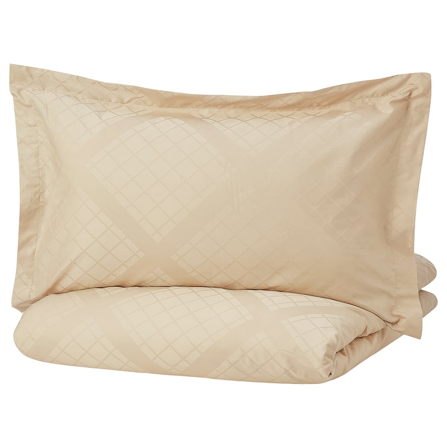 SNÅRSTARR duvet cover and 2 pillowcases, beige, 240x220/50x80 cm IKEA