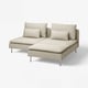 SÖDERHAMN 2-seat sofa with chaise longue, Fridtuna light beige