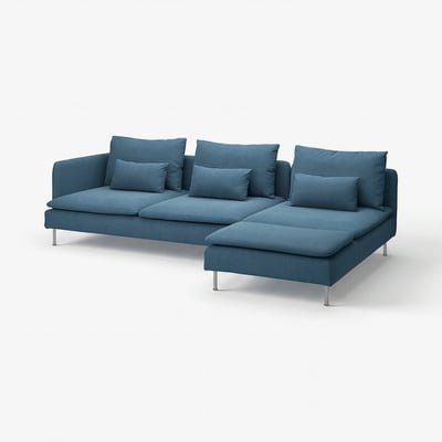 SÖDERHAMN blue sectional sofa, modern design, deep seats, removable cushions.