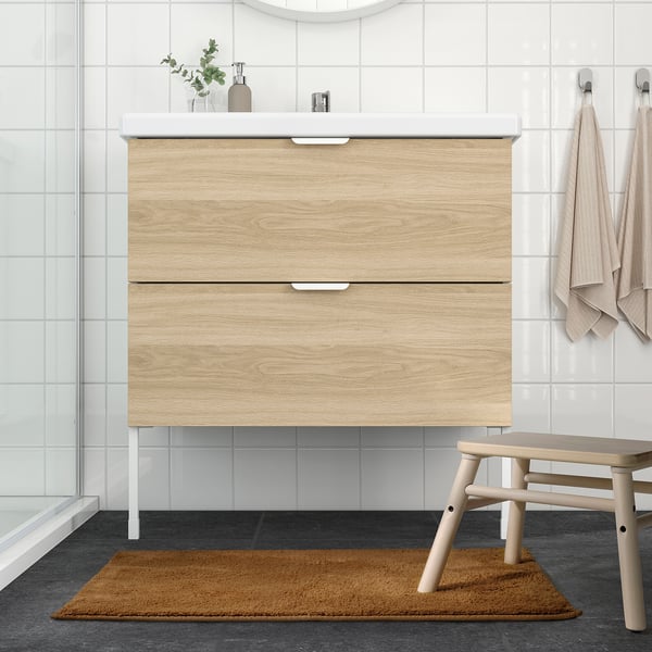 SÖDERSJÖN Bath mat, brown-yellow, 50x80 cm