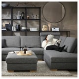 SÖRVALLEN Corner sofa, 3-seat, with open end, right/Lejde grey/black