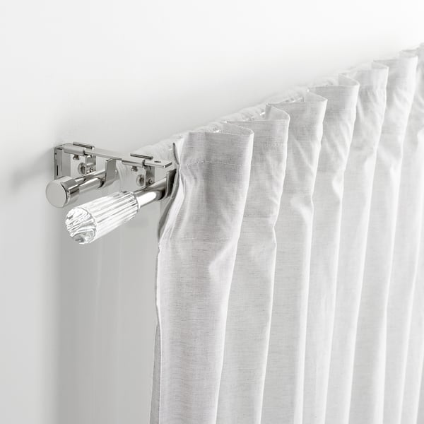 SOLDVÄRGMAL Double curtain rod set, silver-colour, 120-210 cm 19 mm