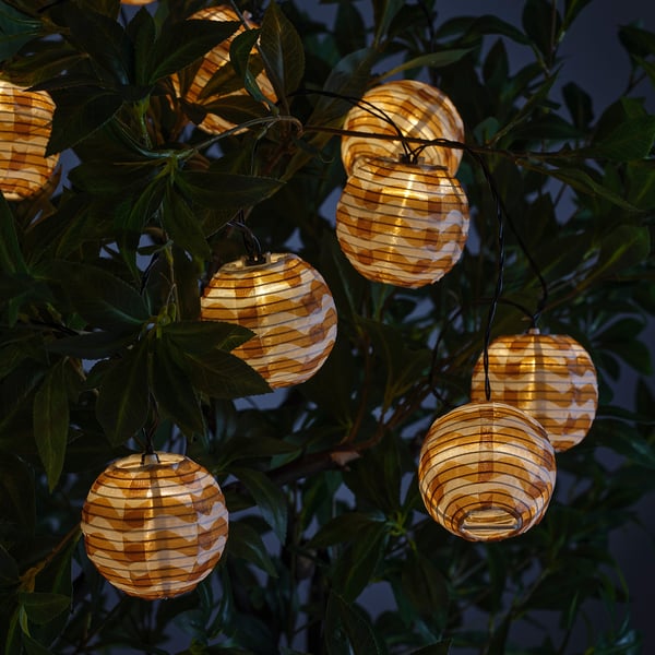 SOLVINDEN LED lighting chain with 12 lights, outdoor battery-operated/yellow waves