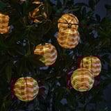 SOLVINDEN LED lighting chain with 12 lights, outdoor battery-operated/yellow waves