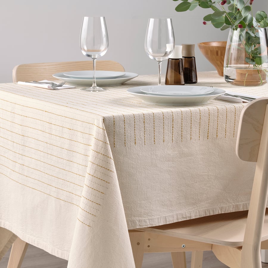 SOMMARFLOX tablecloth, dark yellow/beige, 145x240 cm IKEA