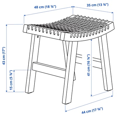 STACKHOLMEN stool, outdoor, light brown stained, 48x35x43 cm - IKEA