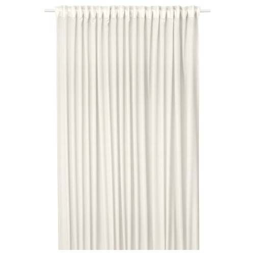 White STENFRÖ curtain heading tape for easy pleats, made from recycled polyester for eco-friendly style.