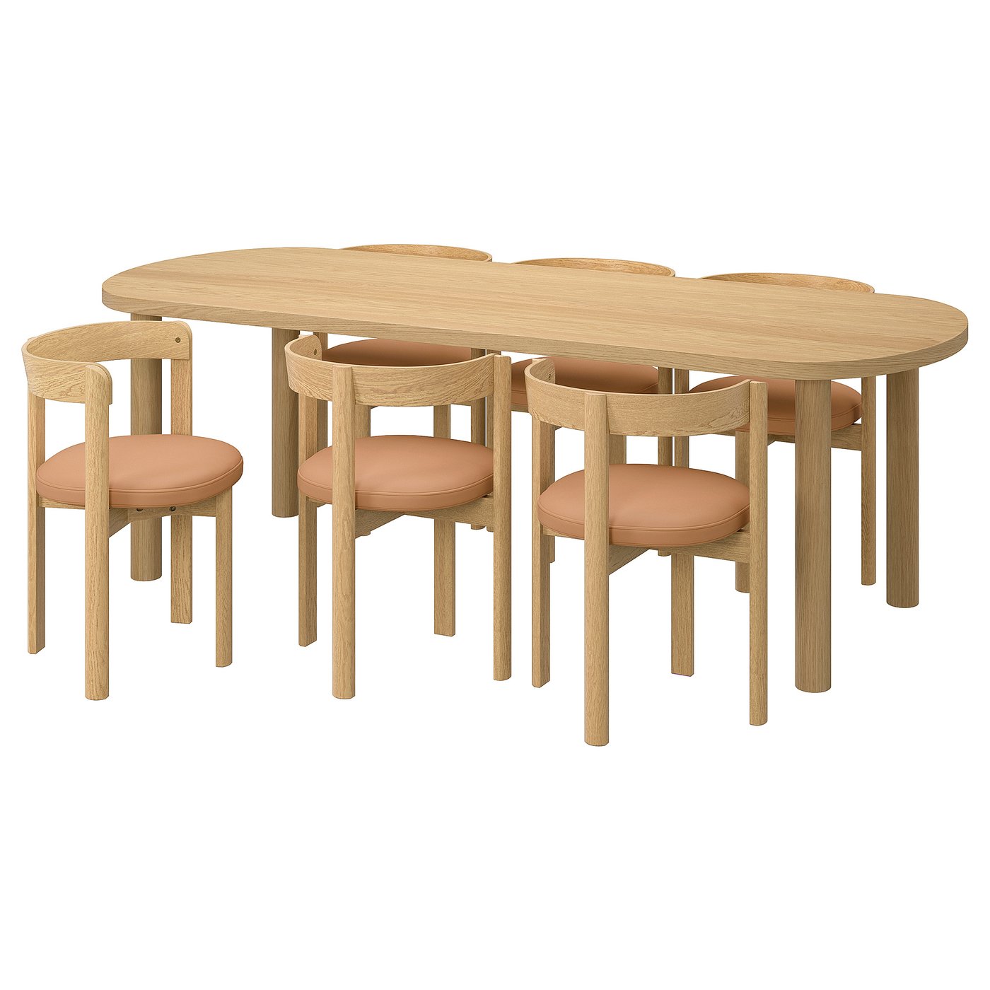IKEA STOCKHOLM 2025 table and 6 chairs 230x90 cm Oak veneer