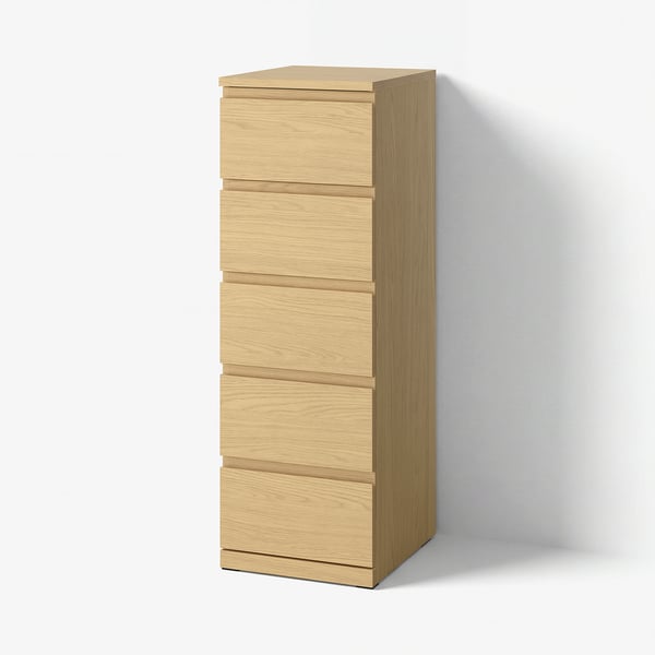 STORKLINTA Chest of 5 drawers, oak effect, 40x50x120 cm