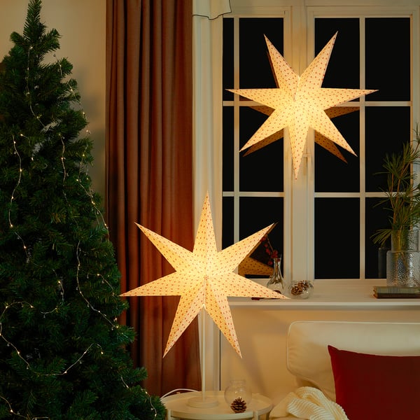STRÅLA Lamp shade, star red, 70 cm