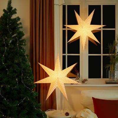 STRÅLA Lamp shade, star red, 70 cm