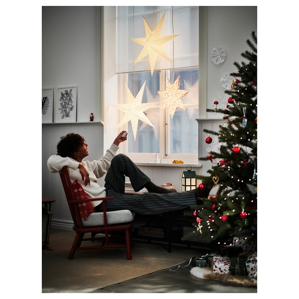 STRÅLA Lamp shade, star red, 70 cm