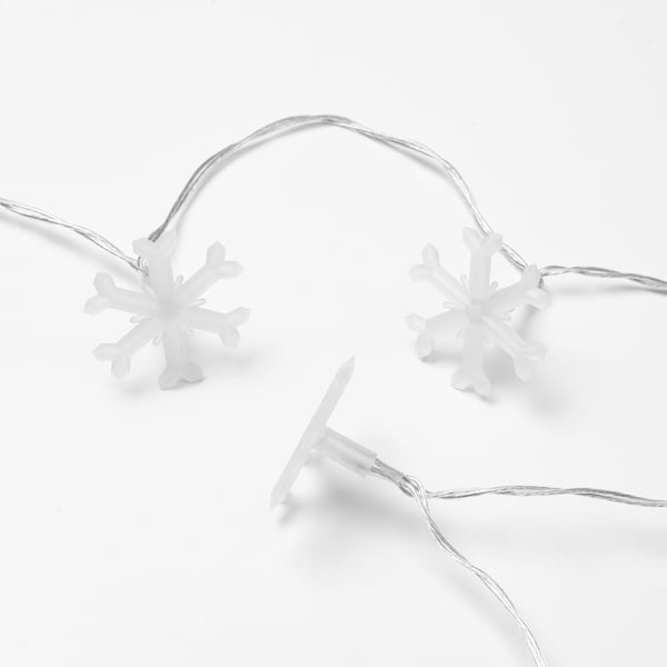 STRÅLA LED lighting chain with 12 bulbs, battery-operated/snowflake