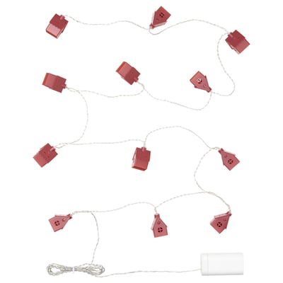 STRÅLA LED lighting chain with 12 lights, battery-operated/house
