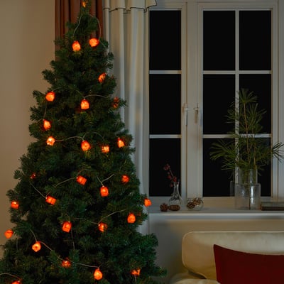 STRÅLA LED lighting chain with 12 lights, battery-operated/house
