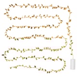STRÅLA LED lighting chain with 40 lights, battery-operated leaf/gold-colour