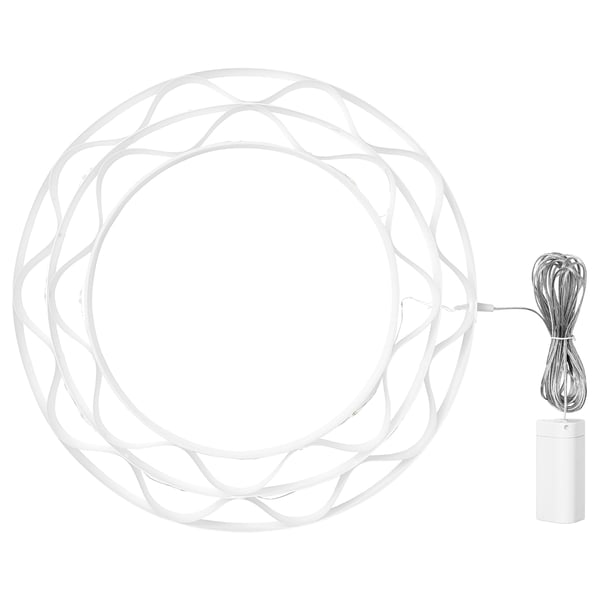 STRÅLA LED pendant lamp, battery-operated/ring shaped white, 37 cm