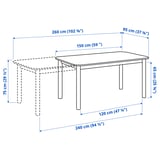 STRANDTORP / MÅRENÄS Table and 6 armchairs, brown black/Gunnared red-brown, 150/205/260 cm