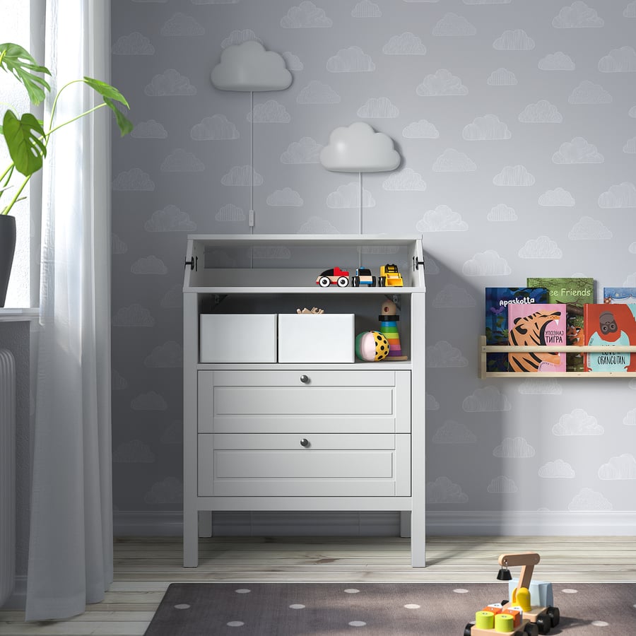SUNDVIK changing table/chest of drawers, grey IKEA
