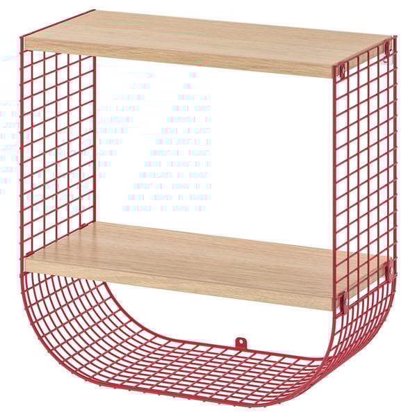 SVENSHULT Wall shelf with storage, brown-red/white stained oak effect, 41x20 cm