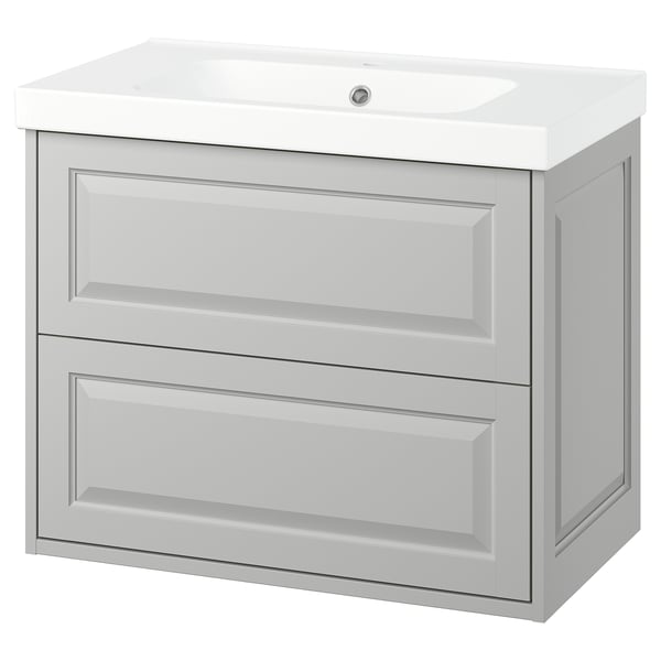 TÄNNFORSEN / ORRSJÖN Wash-stnd w drawers/wash-basin, light grey, 82x49x69 cm