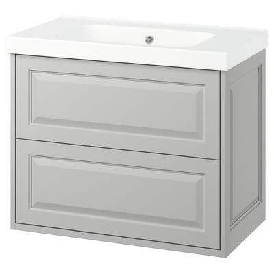 TÄNNFORSEN / ORRSJÖN Wash-stnd w drawers/wash-basin, light grey, 82x49x69 cm