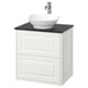 TÄNNFORSEN / VÄSTERSJÖN Wash-stnd w drawers/wash-basin/tap, white/black marble effect, 62x49x79 cm