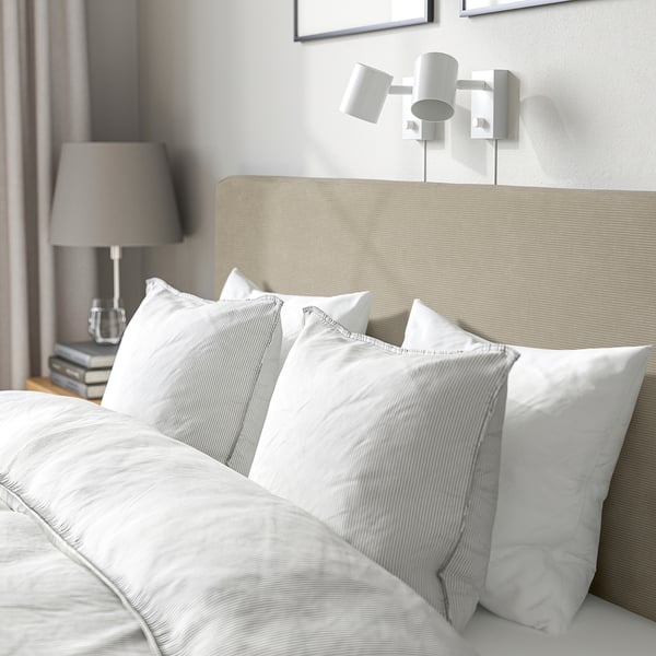 TÄRNKULLEN Upholstered bed frame, Kelinge beige/Luröy, 160x200 cm