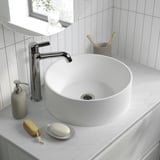 TANDÅN Countertop wash-basin w water trap, white, 38 cm