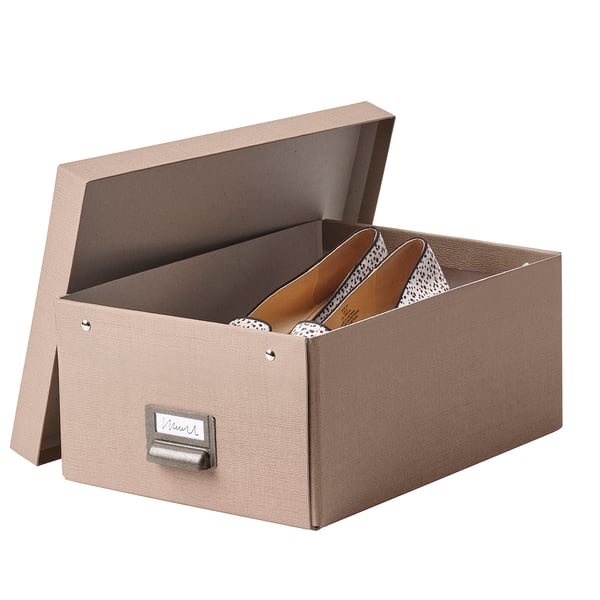 TJOG Storage box with lid, dark beige, 25x36x15 cm