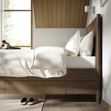 TONSTAD Bed frame with storage, brown stained oak veneer, 90x200 cm