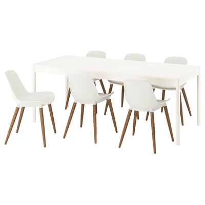 TONSTAD / GRÖNSTA Table and 6 chairs, off-white/white, 200x85 cm