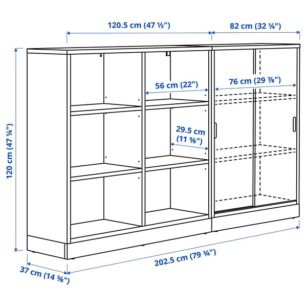 TONSTAD Storage combination, brown stained oak veneer, 202x37x120 cm
