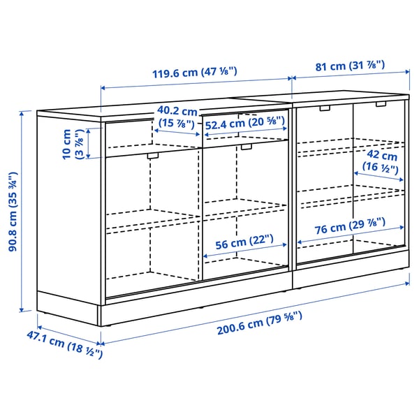 TONSTAD Storage combination, off-white, 201x47x91 cm