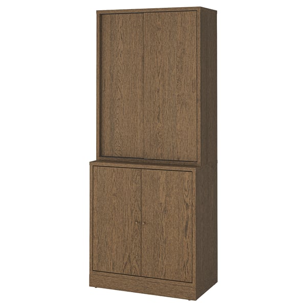 TONSTAD Storage combination w sliding doors, brown stained oak veneer, 82x47x201 cm