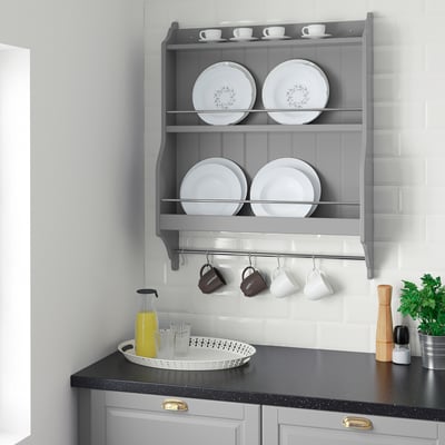 TORNVIKEN Plate shelf, grey, 80x100 cm