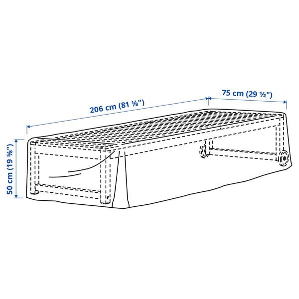 TOSTERÖ Cover for outdoor furniture, black, 206x75 cm